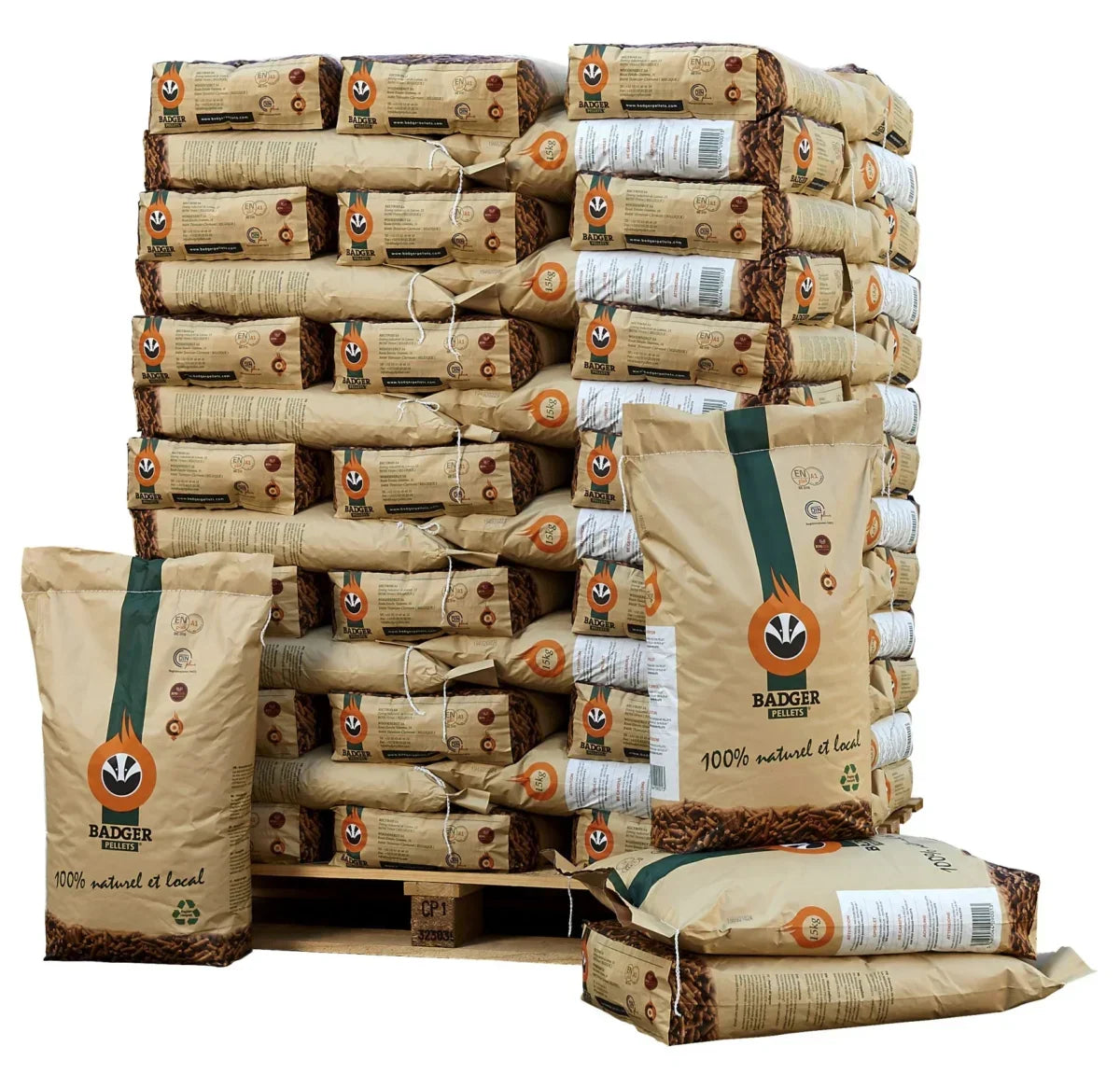 Pellet di legno naturali Badger Pellets – Ptuttit 990kg (66 sacchi)